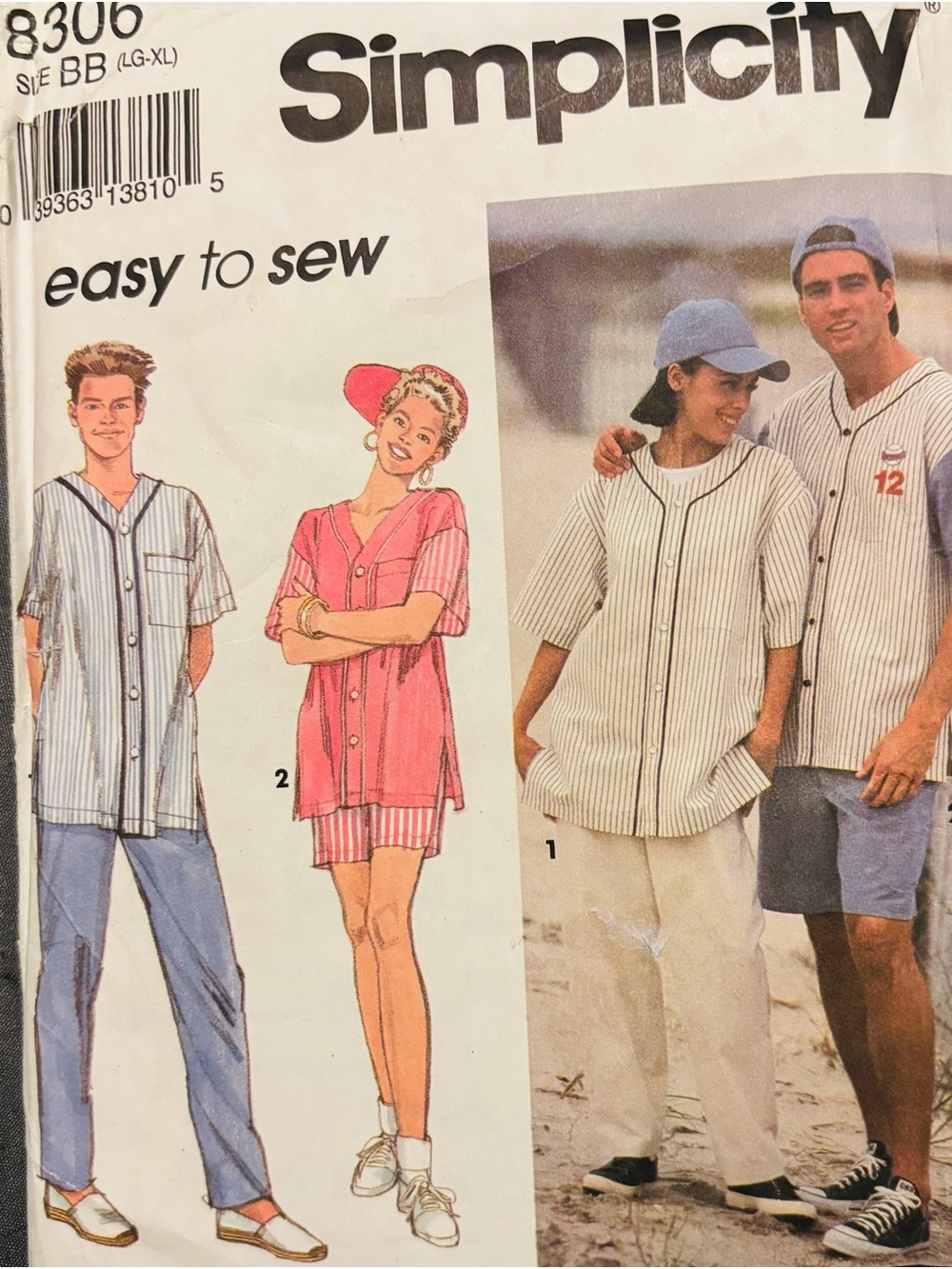 Vintage Simplicity 8306 Pants Sets Cap Easy to Sew Size LG-XL Uncut